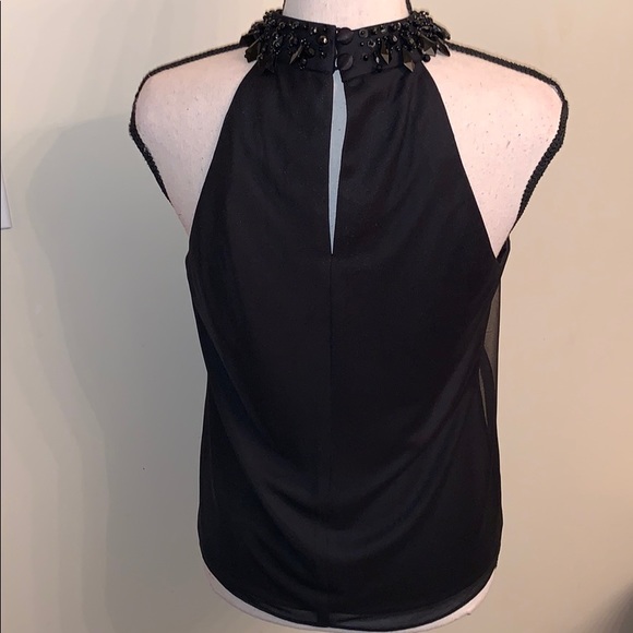 NWT Black Beaded Neck Embellished Evening Tank - Picture 6 of 8